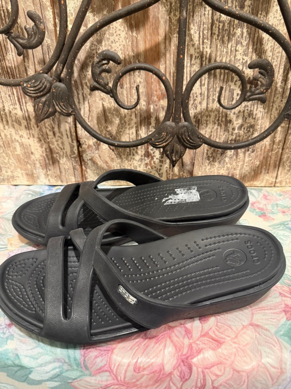 Crocs Patricia Women's Black Rubber Wedge Size 9
